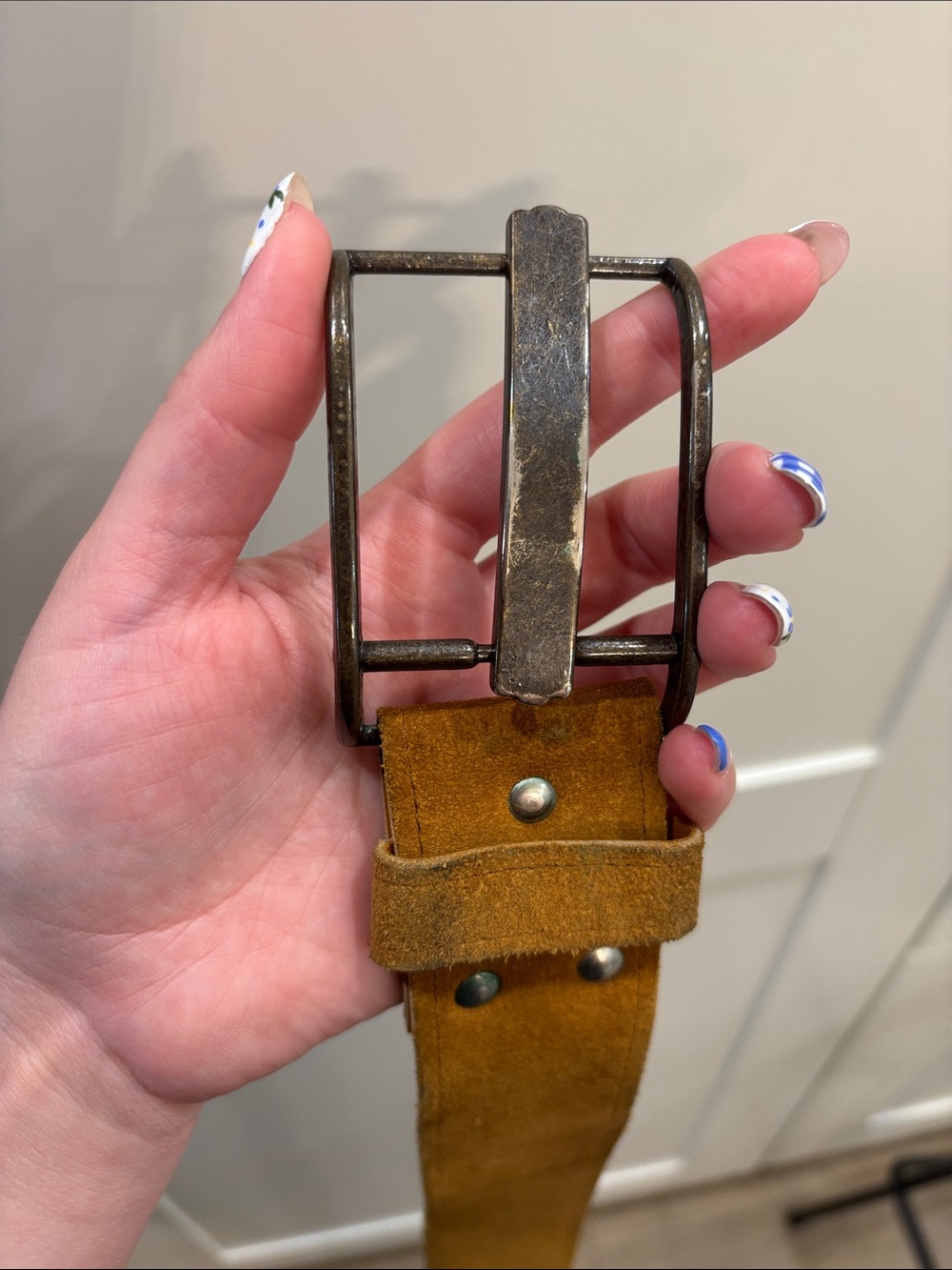 boho Suede Tan Belt with Metal Buckle